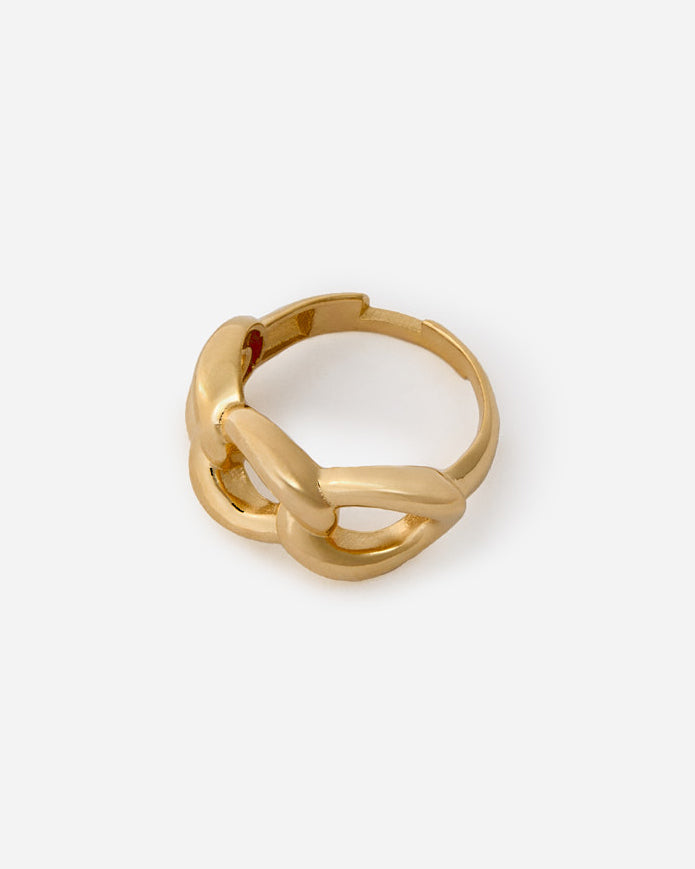 Bold Chain Link Adjustable Ring, Modern Statement Design - 18k Gold Vermeil