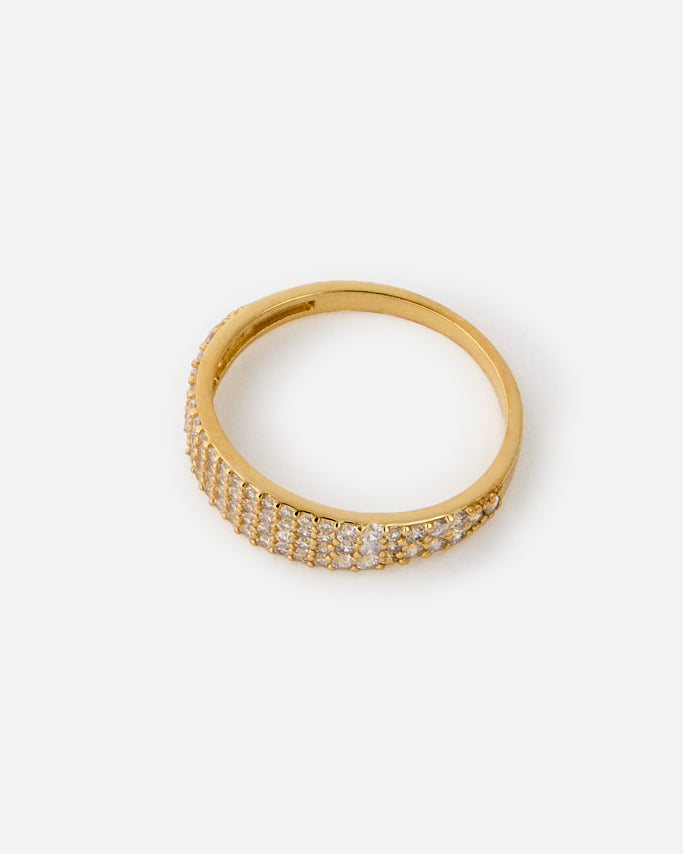 Pave Slim Signet Ring - 18k Gold Vermeil