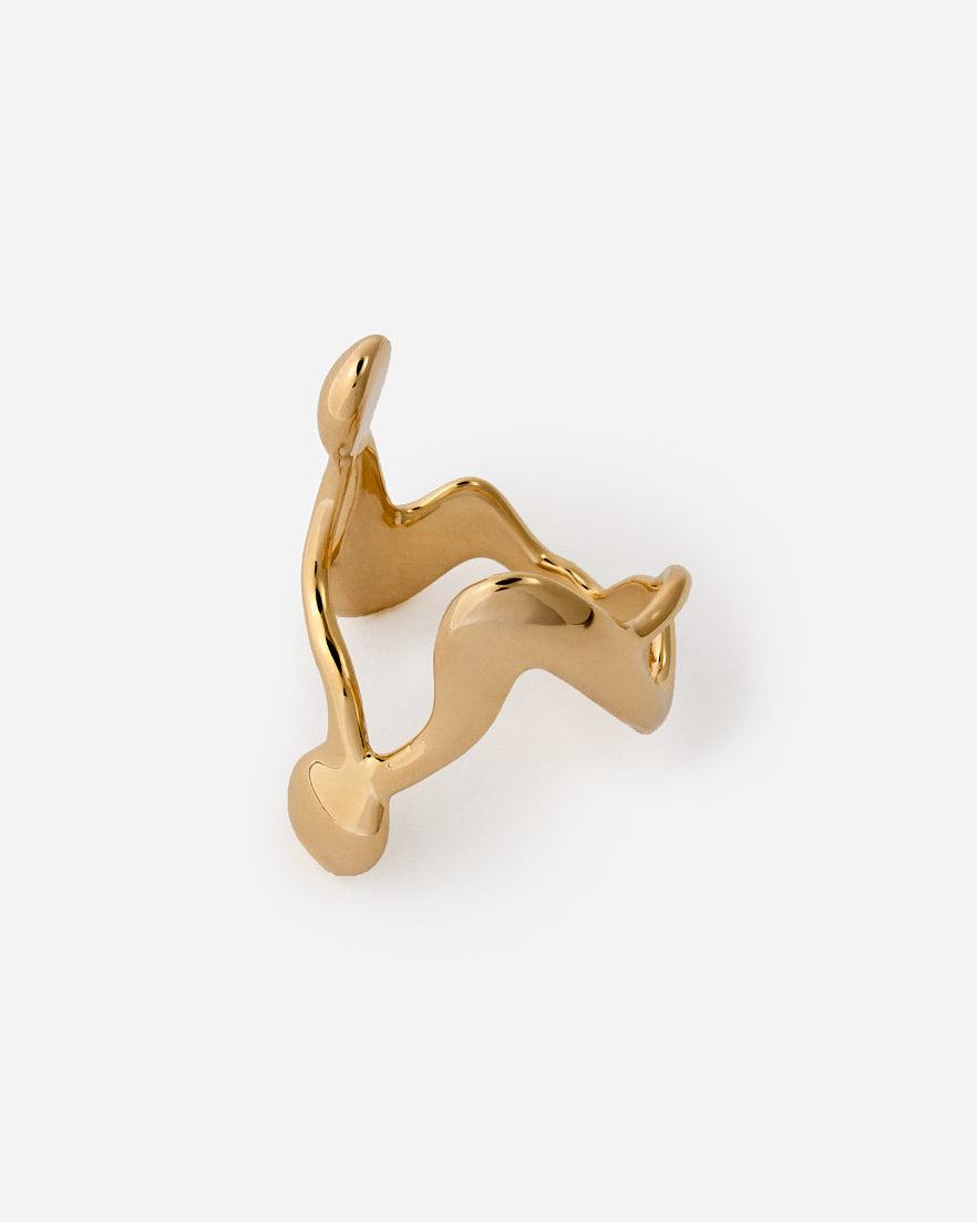 Organic Abstract Statement Ring, Modern Artistic Design - 18k Gold Vermeil