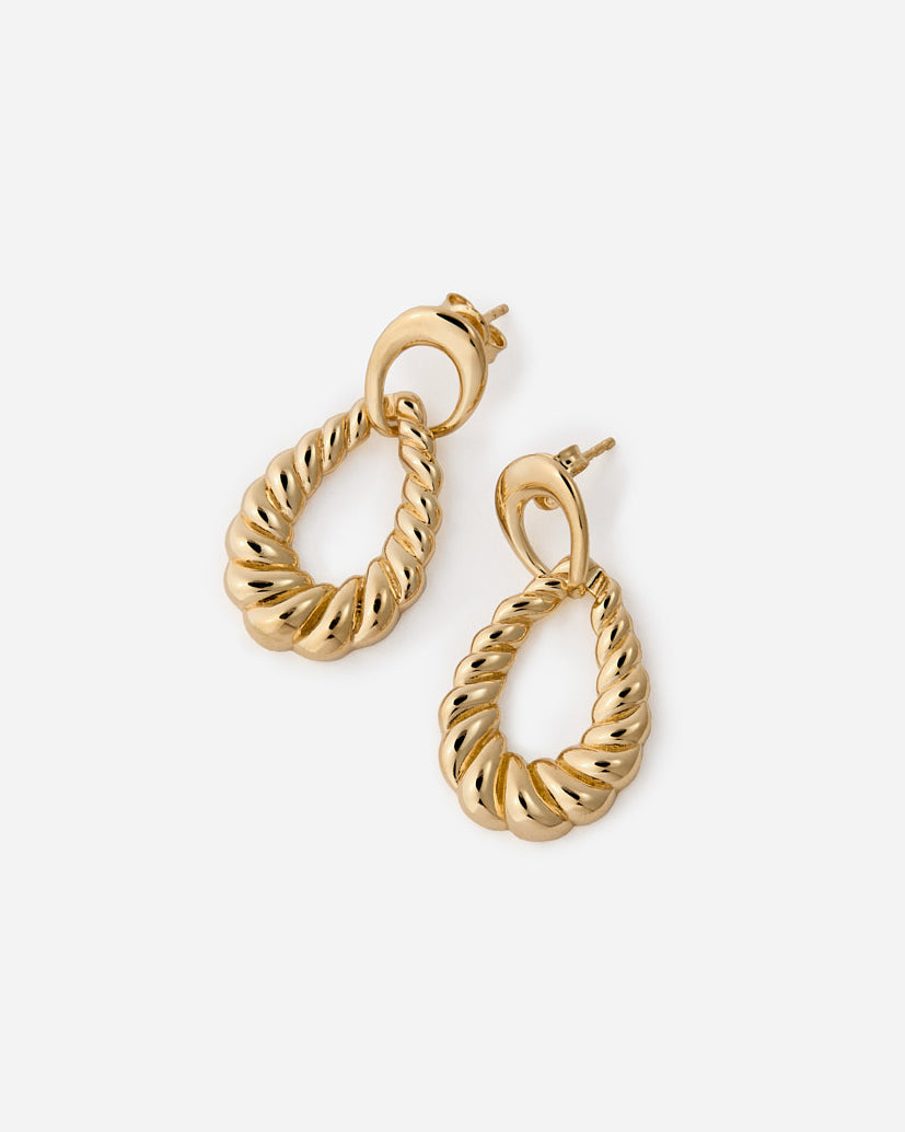 Twist of Elegance Drop Earrings - 18k Gold Vermeil