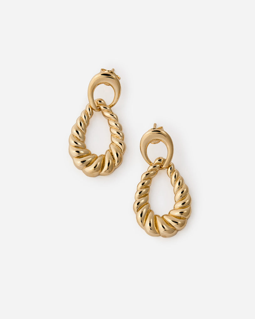 Twist of Elegance Drop Earrings - 18k Gold Vermeil