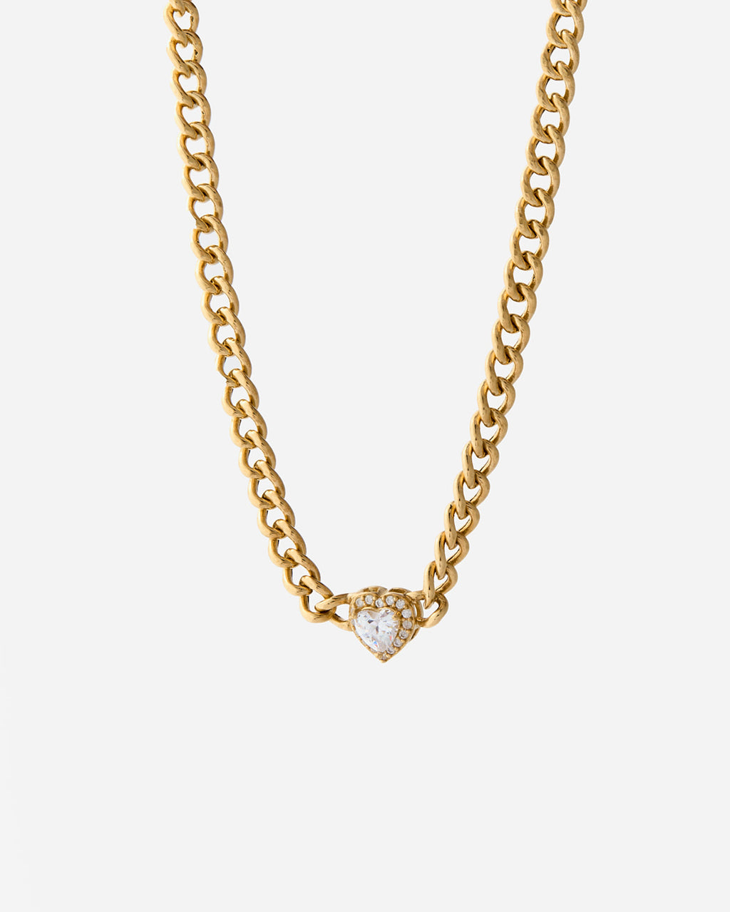 Heart Charm Cuban Link Necklace - Modern Jewelry