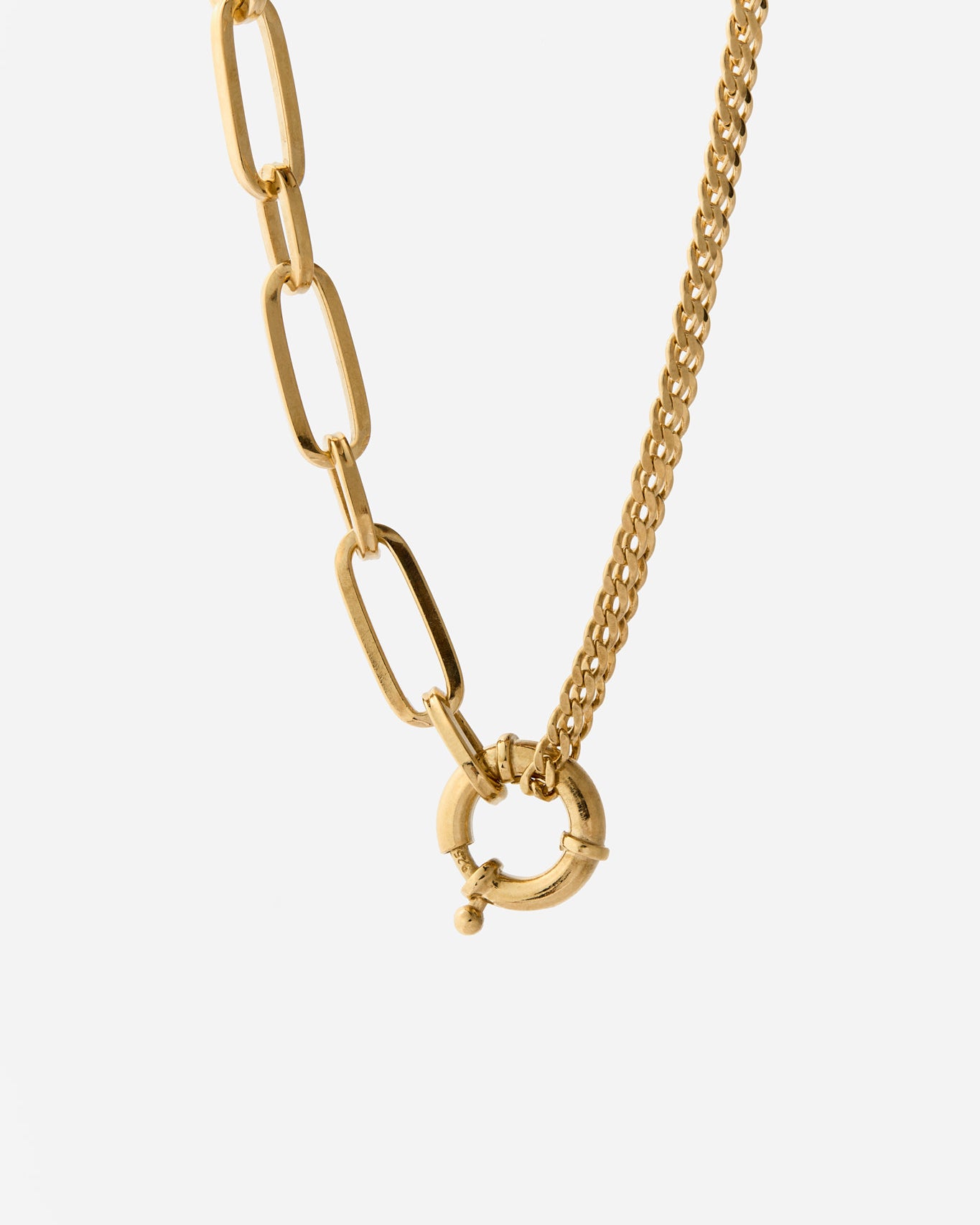 Modern Dual Chain Paperclip Necklace with Bold Ring Clasp