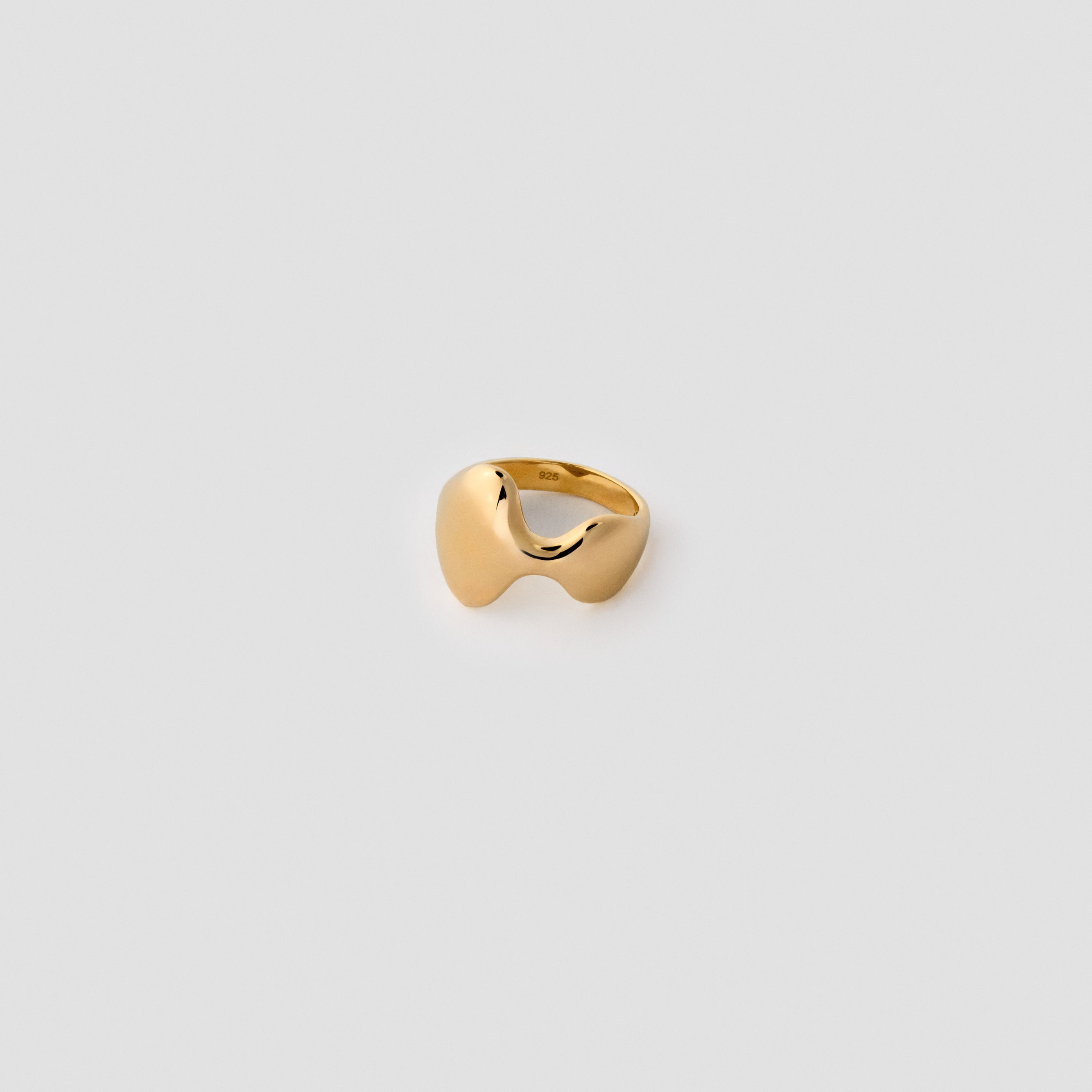 Organic Curved Statement Ring, Minimalist Bold Design - 18k Gold Vermeil