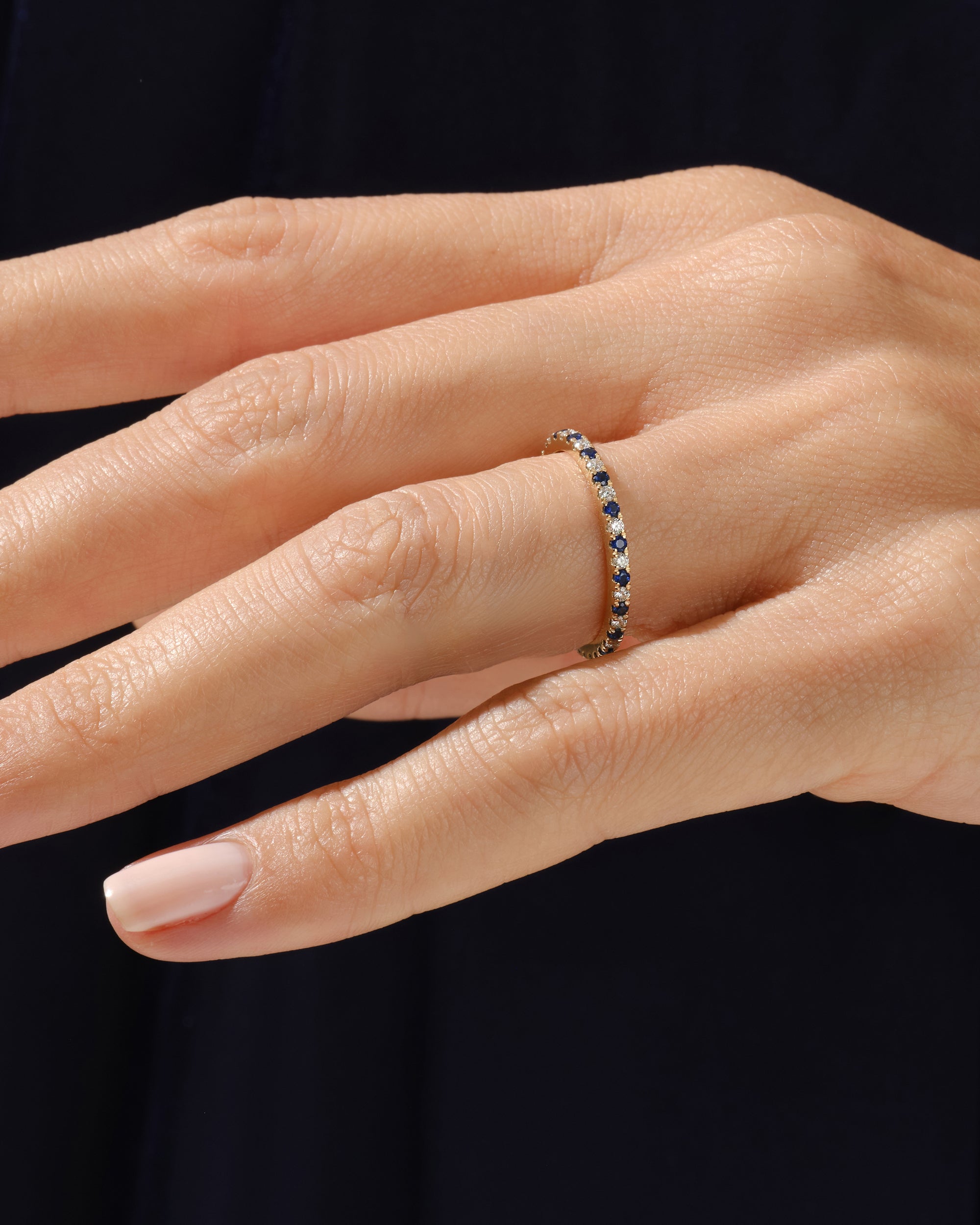 Grandma's Alternating Colors Birthstone Full Eternity Band in 14k Solid Gold