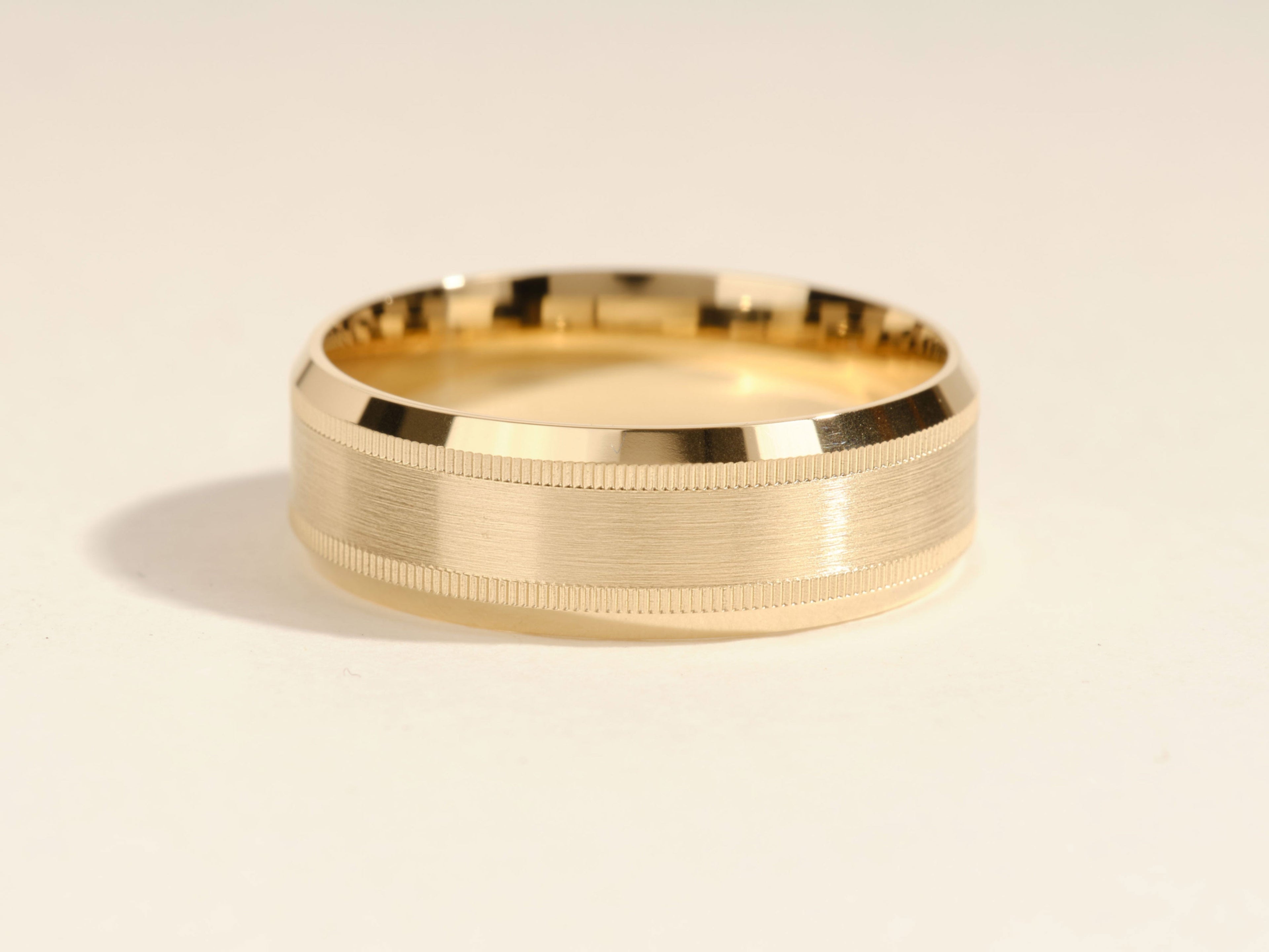 7mm Milgrain and Beveled Edge Men's Wedding Band