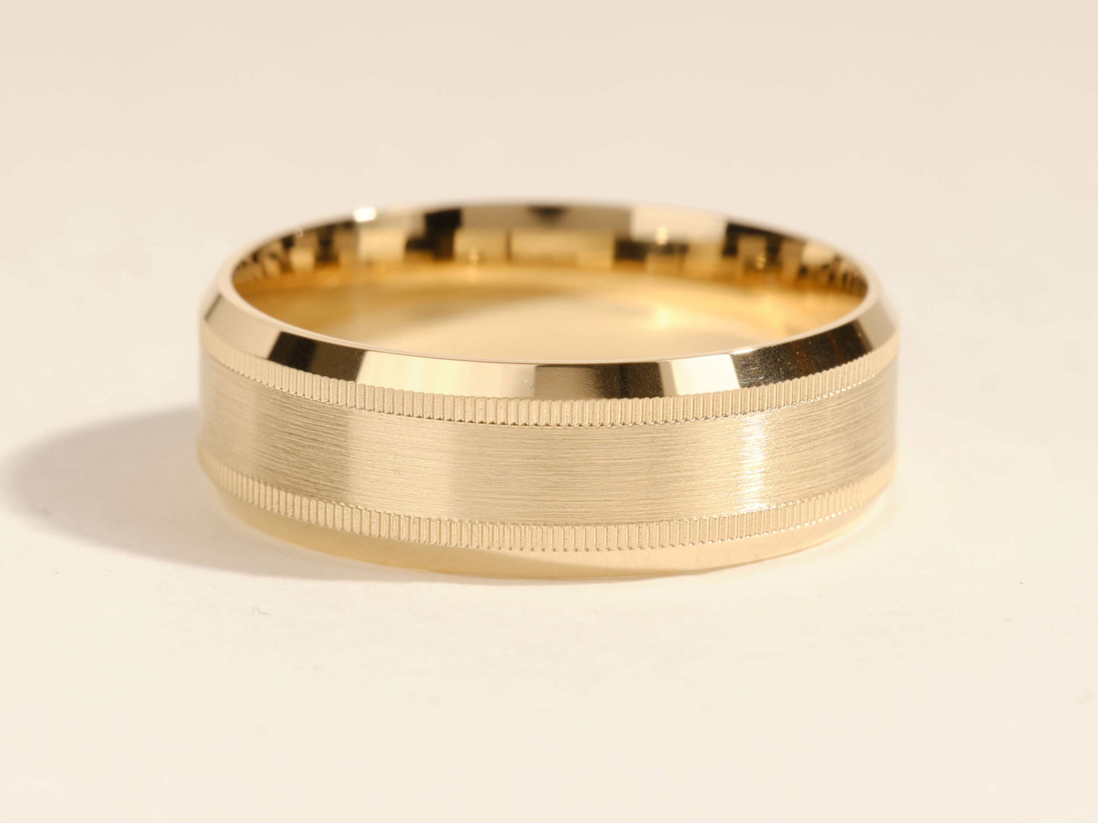 7mm Milgrain and Beveled Edge Men's Wedding Band