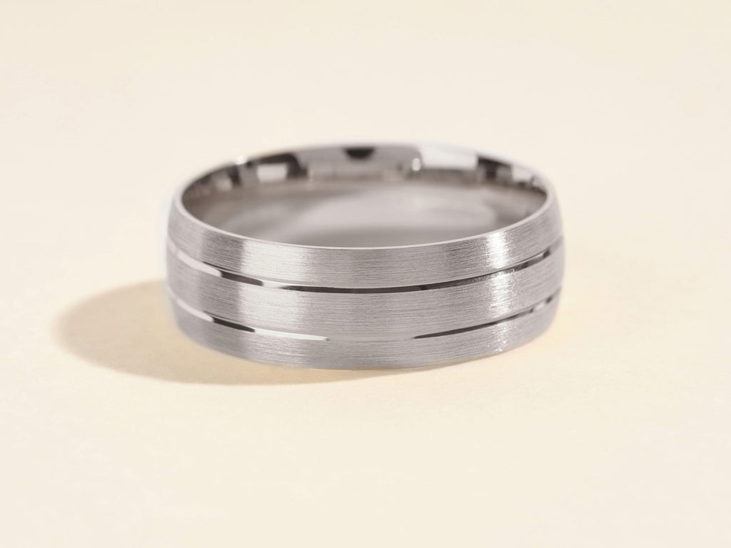 7mm Double-Grooved Men's Wedding Band