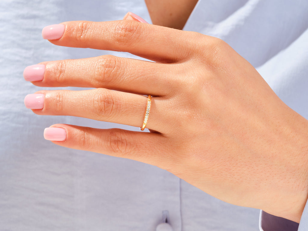 Minimalist Nine-Stone Wedding Band