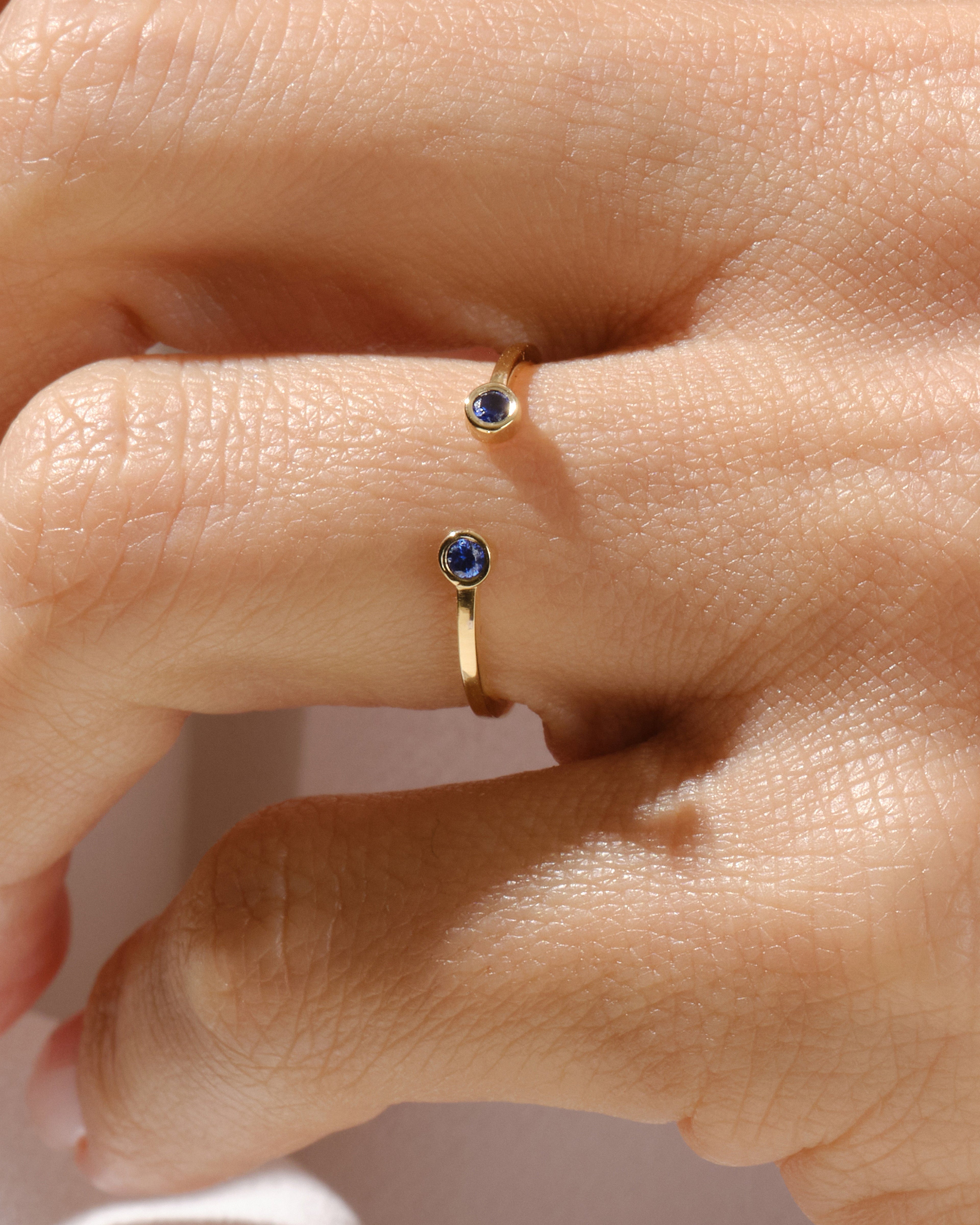 Birthstone Bezel Set Open Cuff Ring