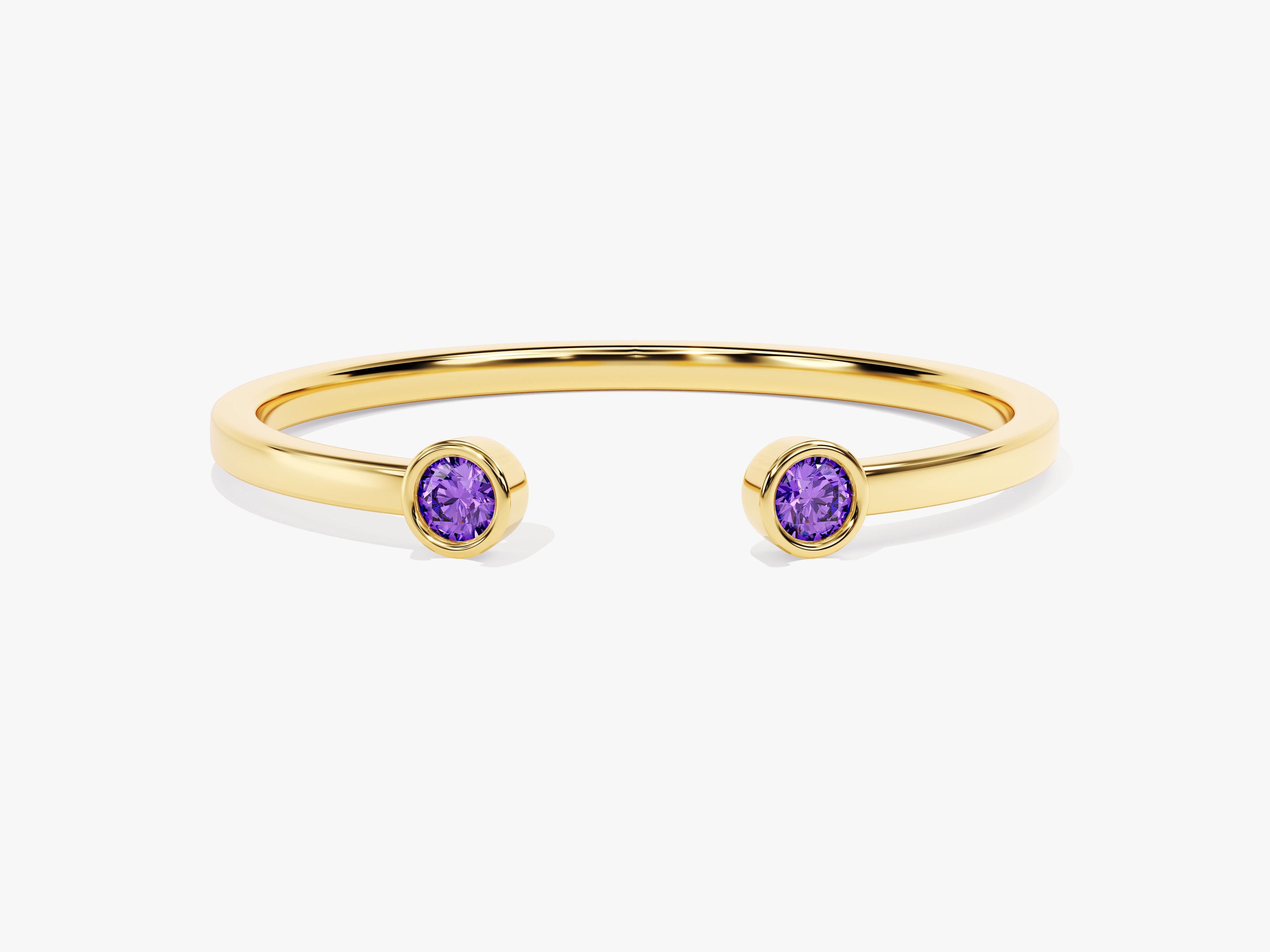 Birthstone Bezel Set Open Cuff Ring