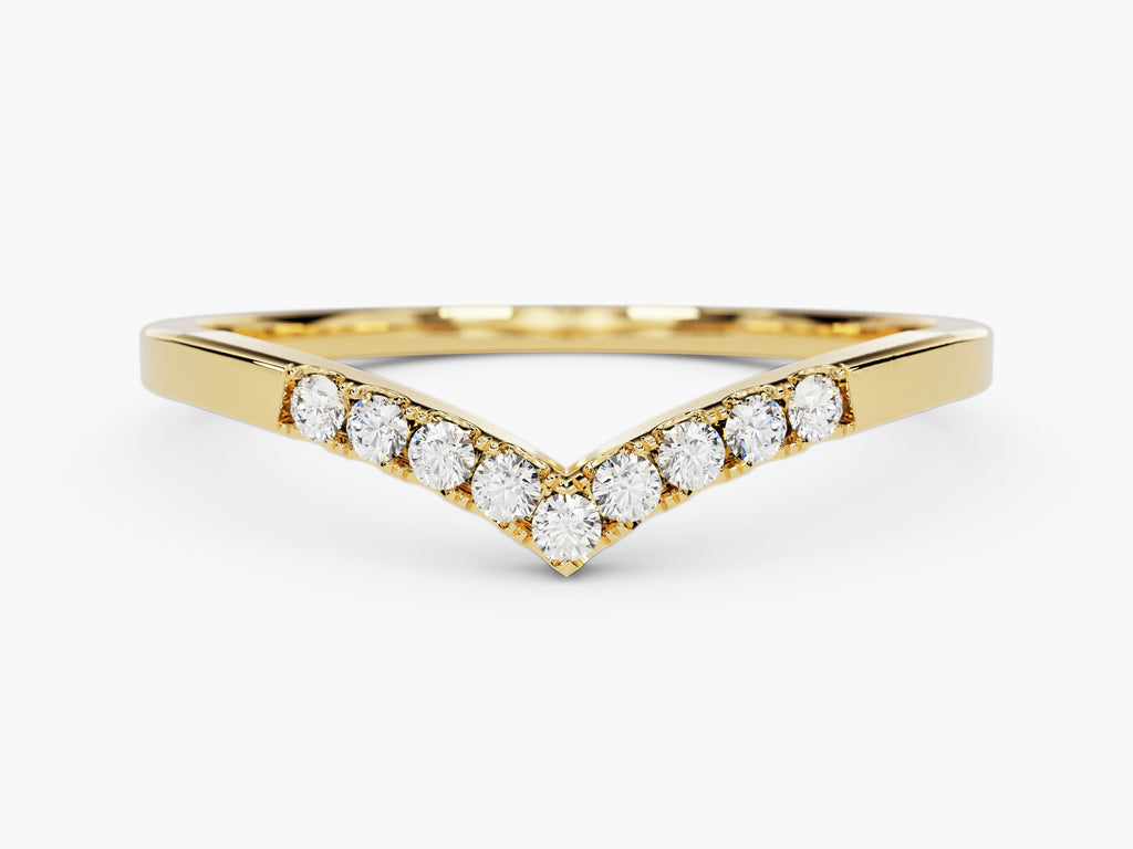 Nine-Stone Curved Wedding Band