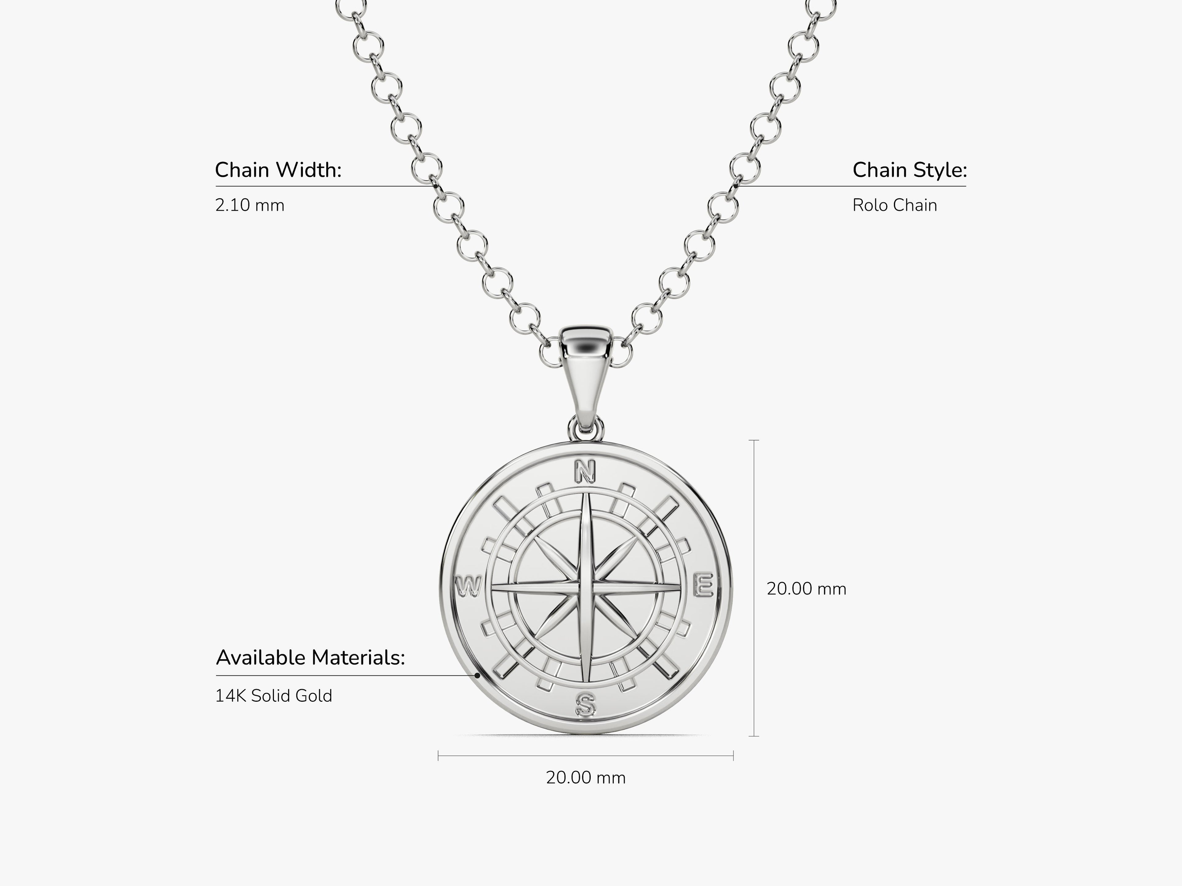 14k Gold Compass Necklace
