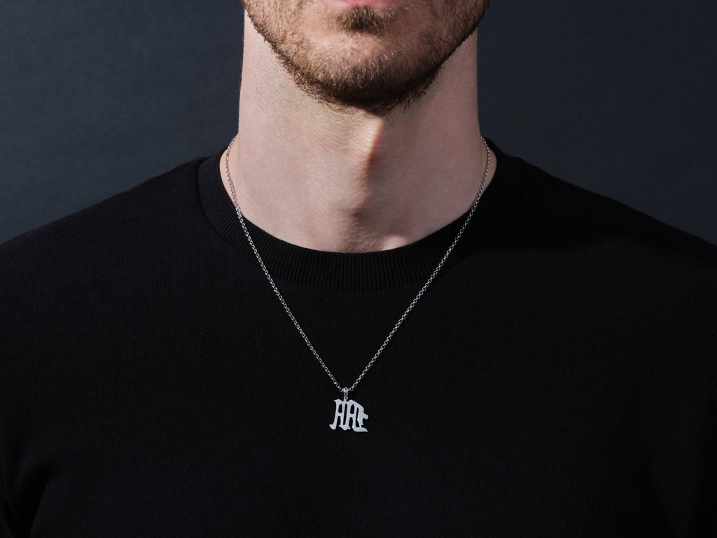 14k Gold Old English Initial Necklace