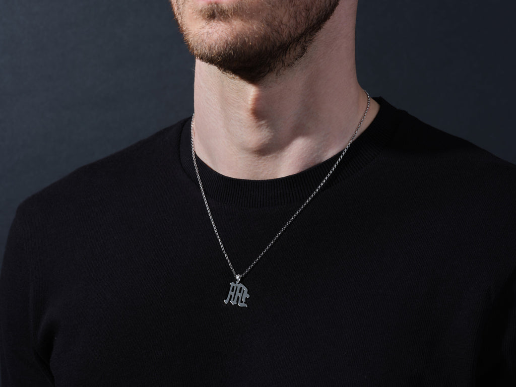 14k Gold Old English Initial Necklace