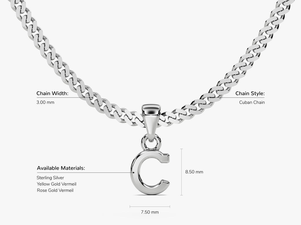 Initial Pendant Cuban Chain Necklace