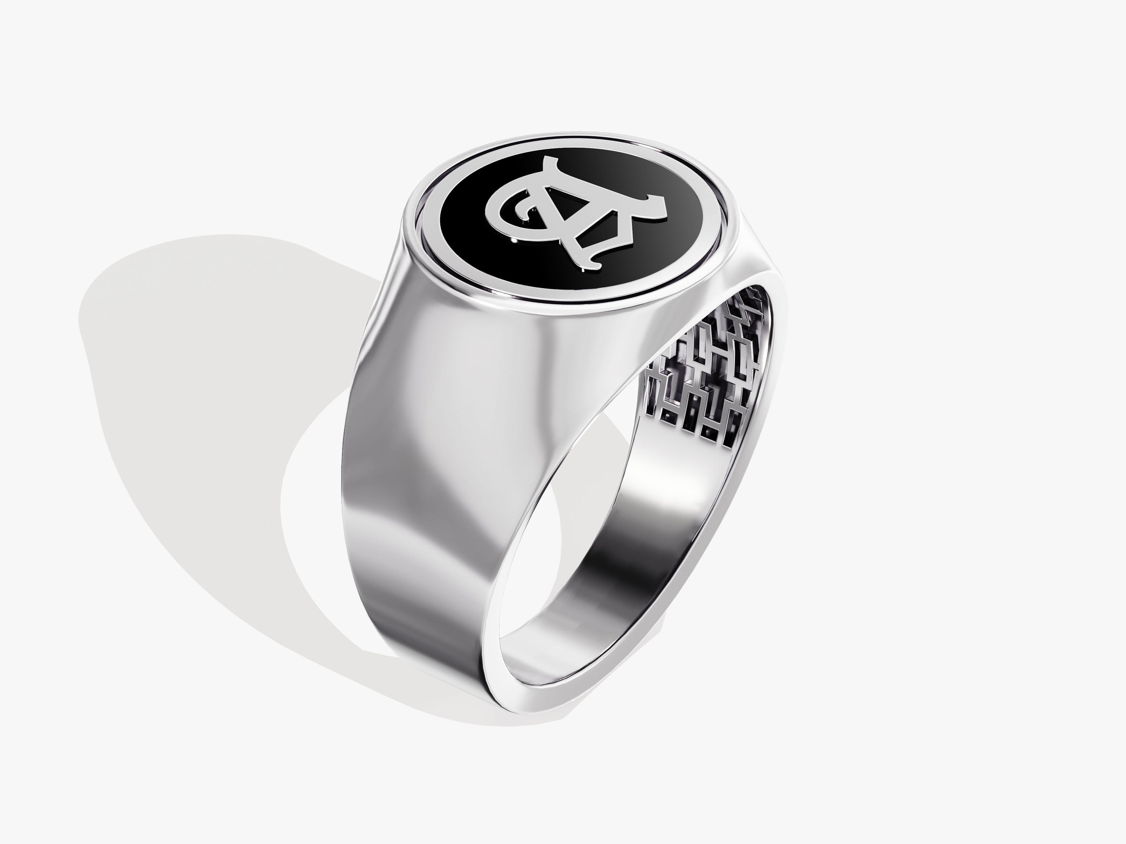 14k Gold Men's Initial Signet Ring