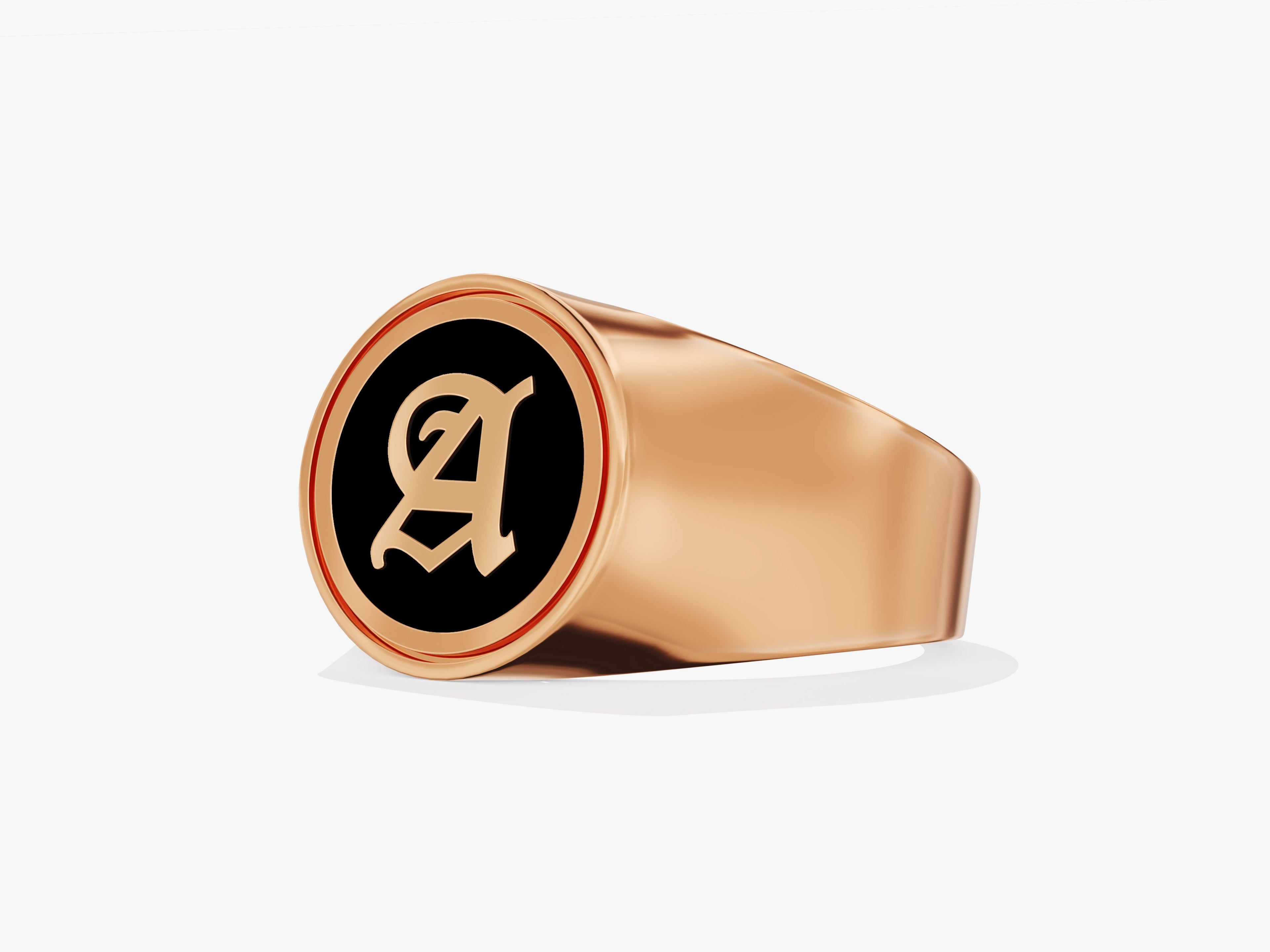 14k Gold Men's Initial Signet Ring