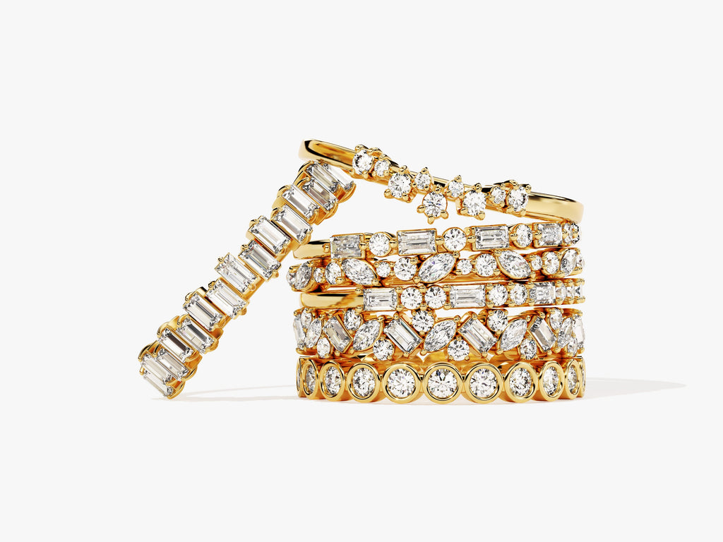 Marquise and Double Round Half Eternity Wedding Band