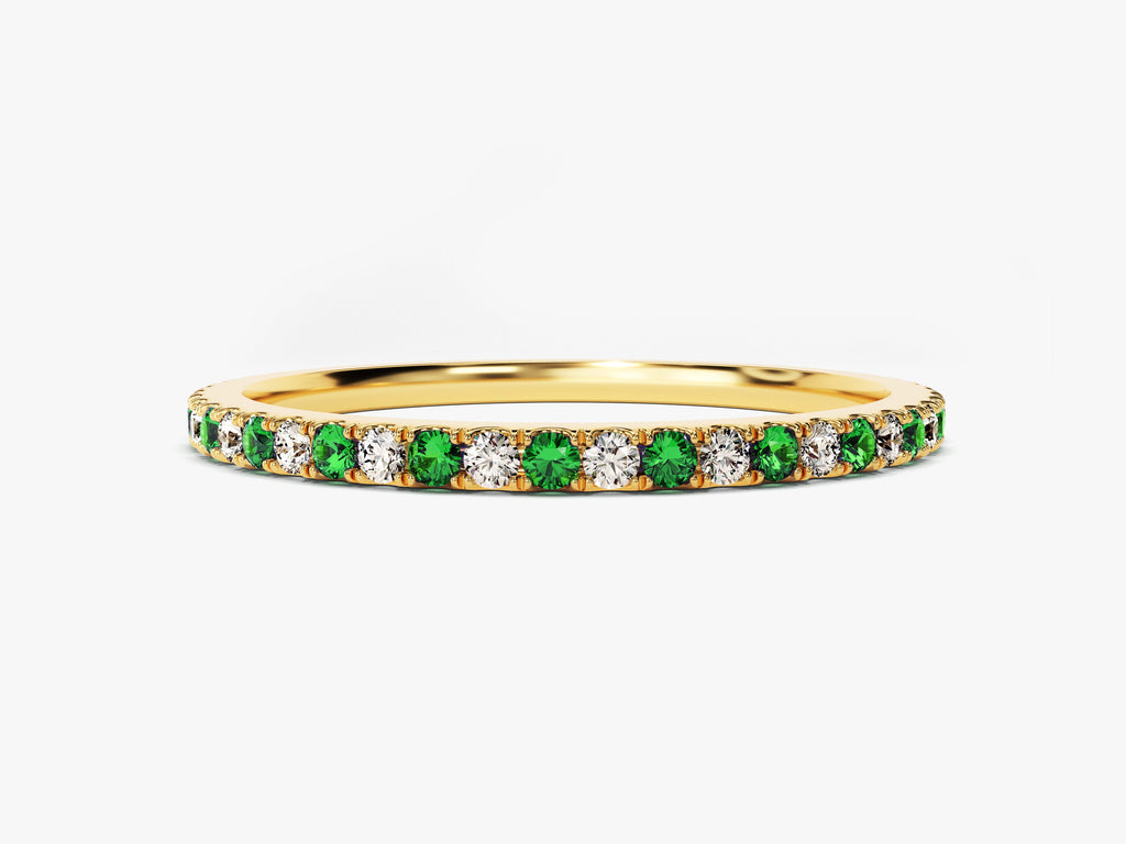 Grandma's Alternating Colors Birthstone Full Eternity Band in 14k Solid Gold