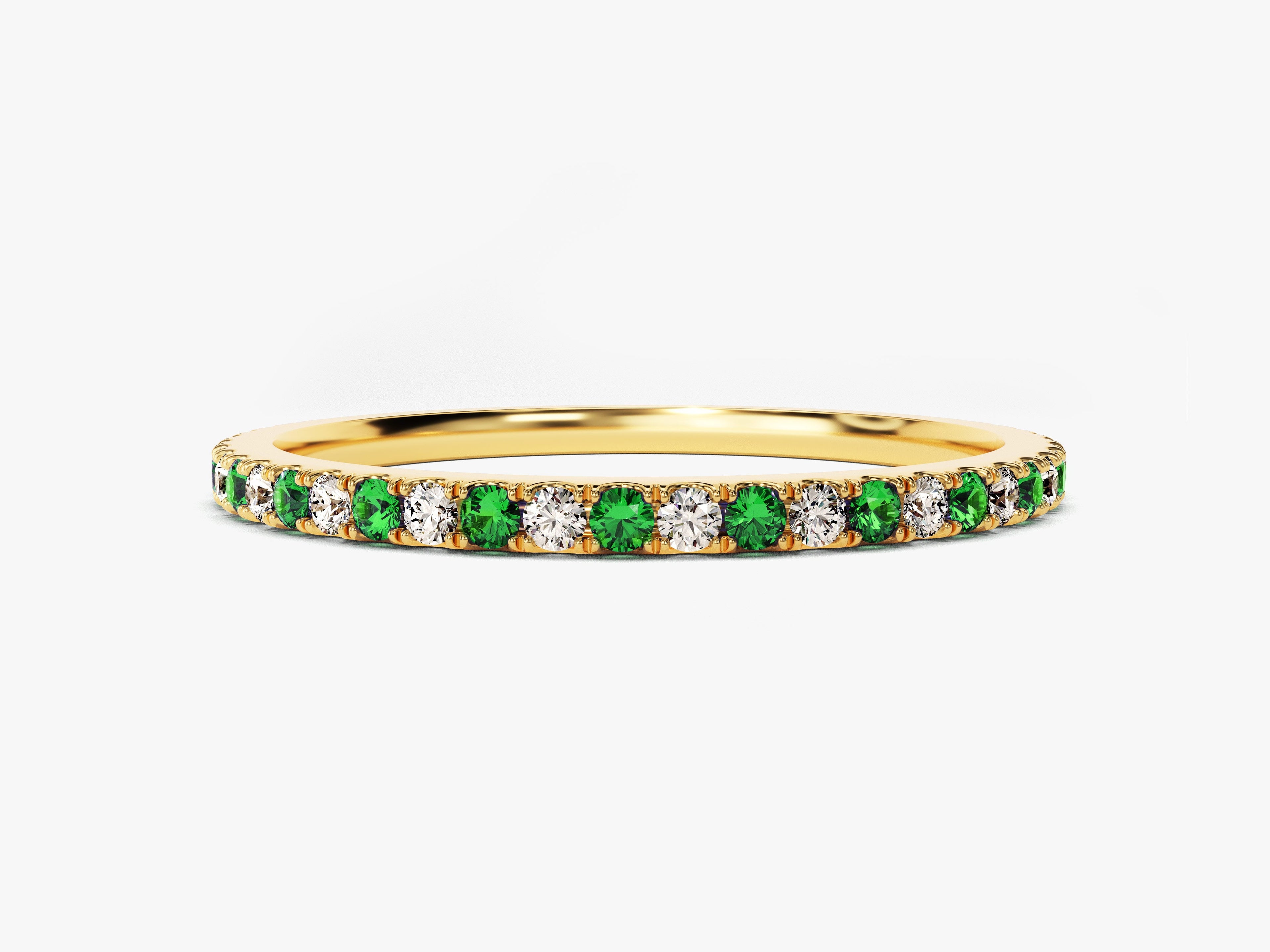 Grandma's Alternating Colors Birthstone Full Eternity Band in 14k Solid Gold