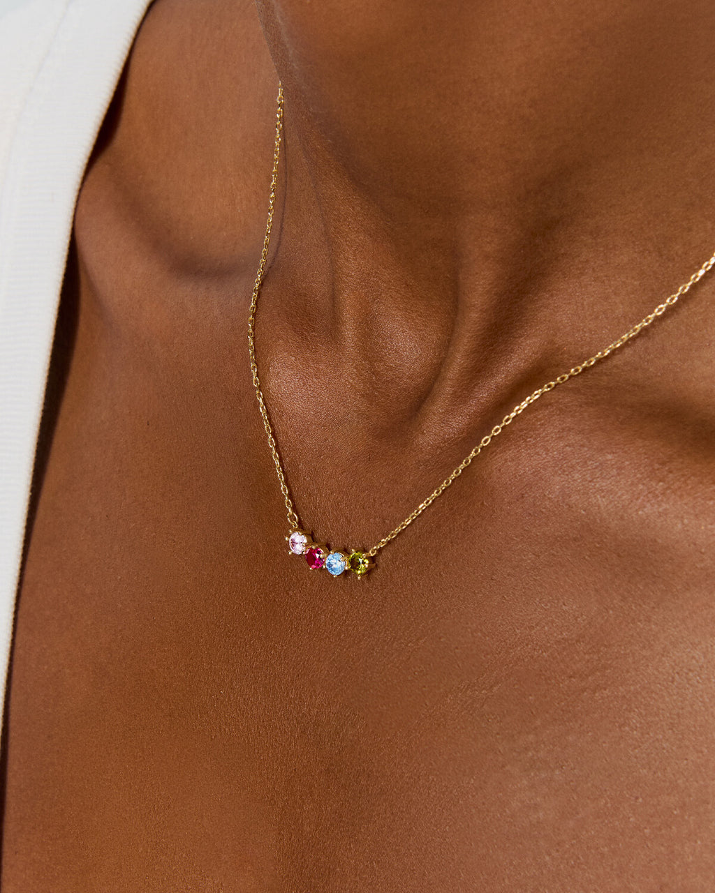 Personalized Birthstone Family Necklace - 18k Gold Vermeil