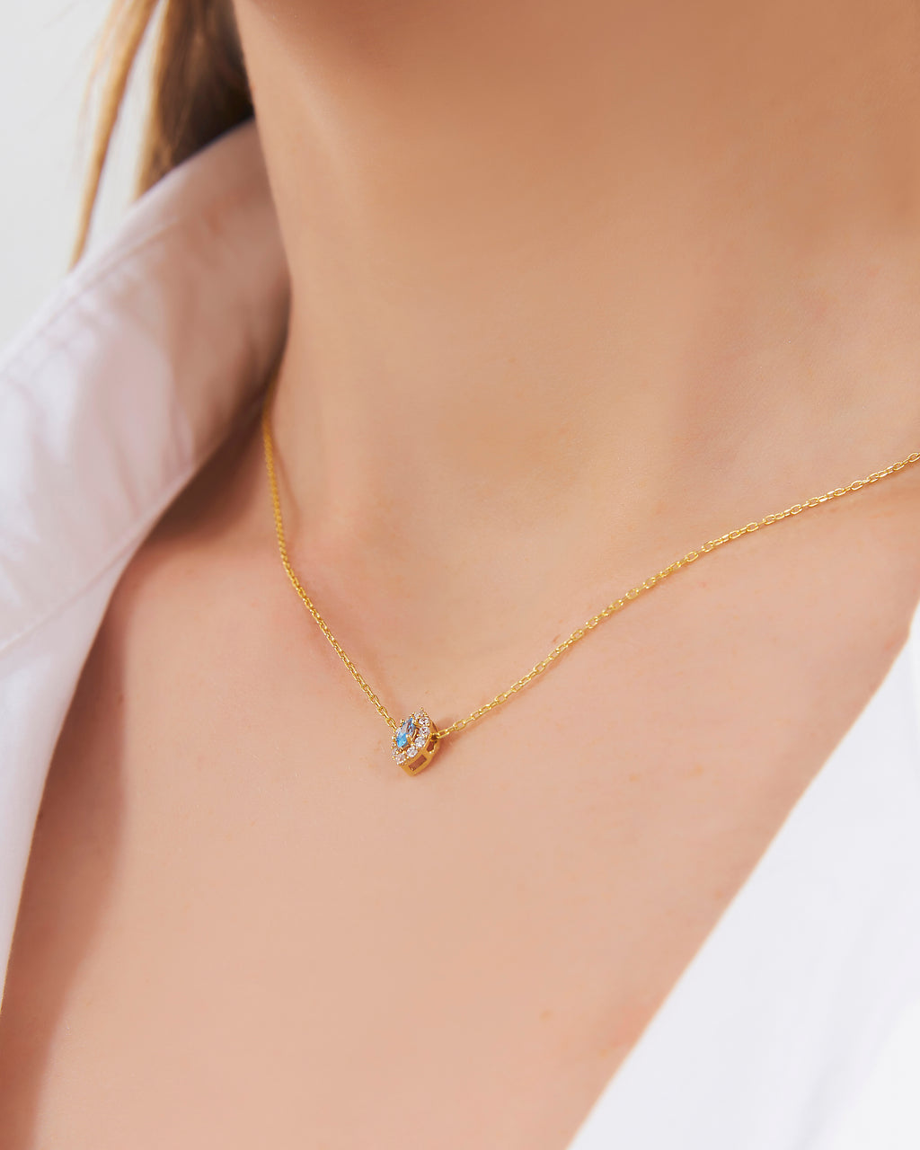 Marquise Cut Family Birthstone Necklace, Personalized Birthstone - 18k Gold Vermeil