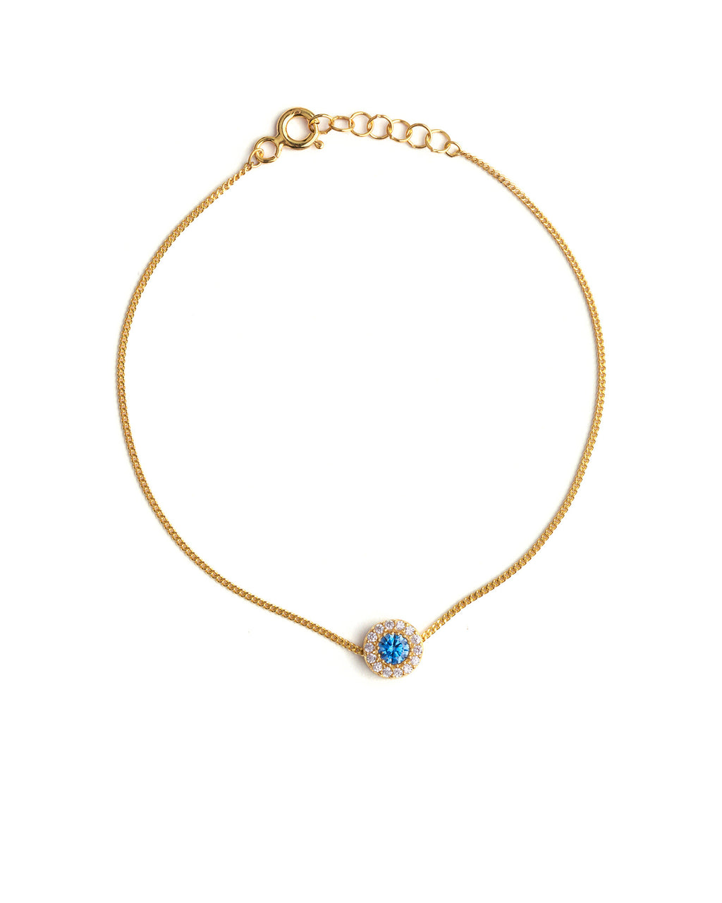 Round Aquamarine Birthstone Bracelet - 18k Gold Vermeil