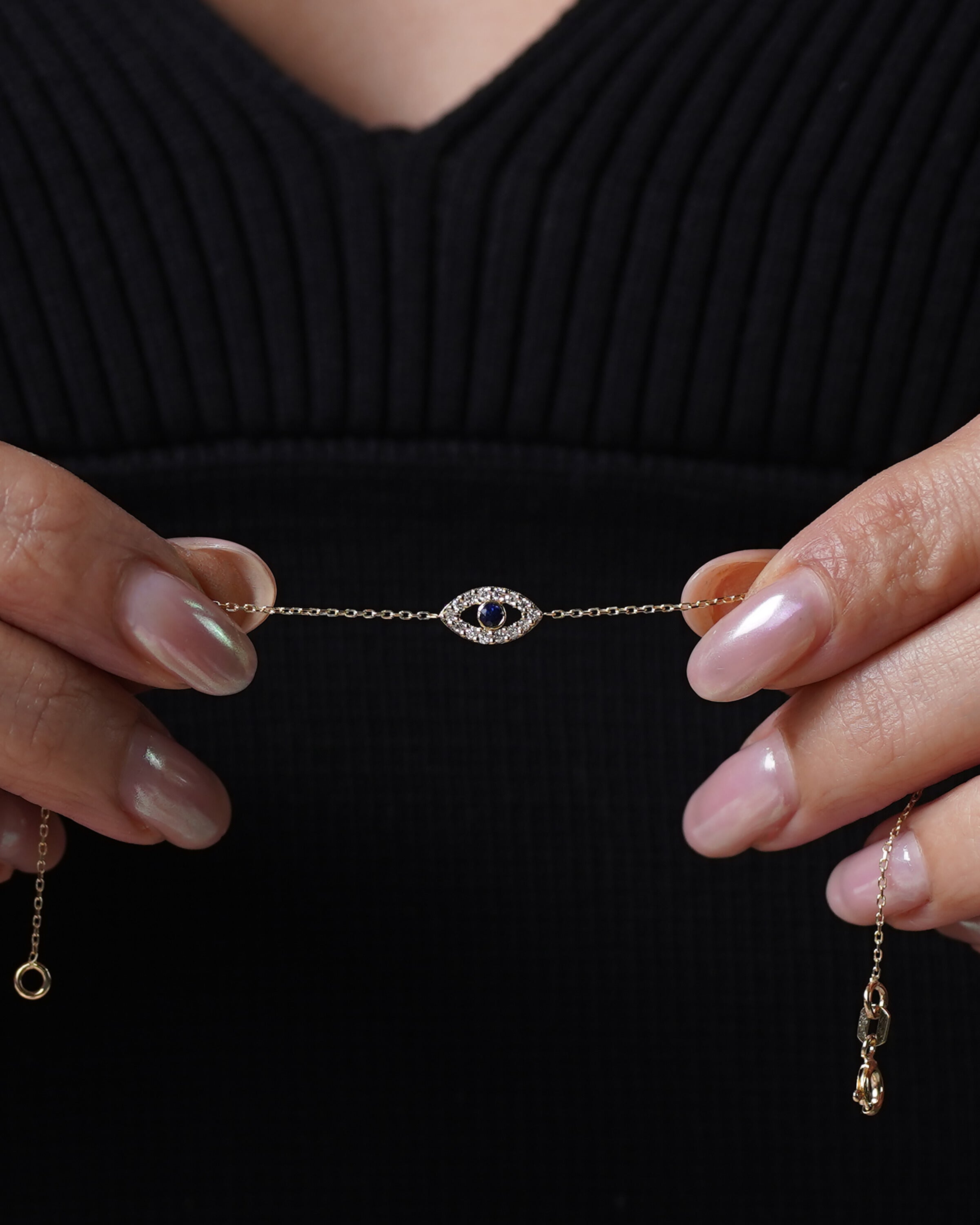 Evil Eye Bracelet, Protection Jewelry Gift for Her - 925k Sterling Silver