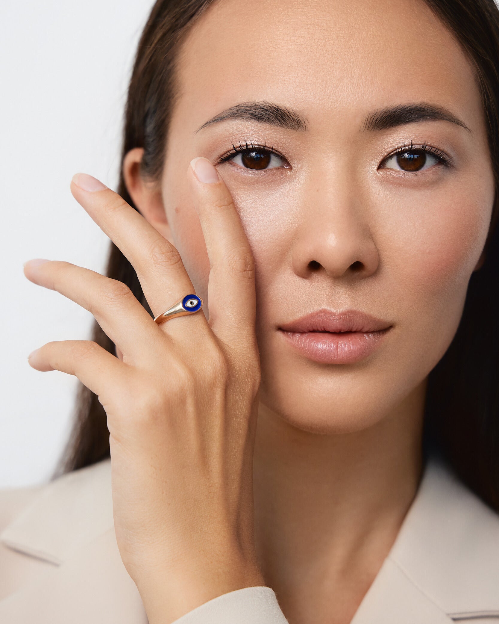 Protection Evil Eye  Ring Minimal Statement - 18k Rose Gold Vermeil