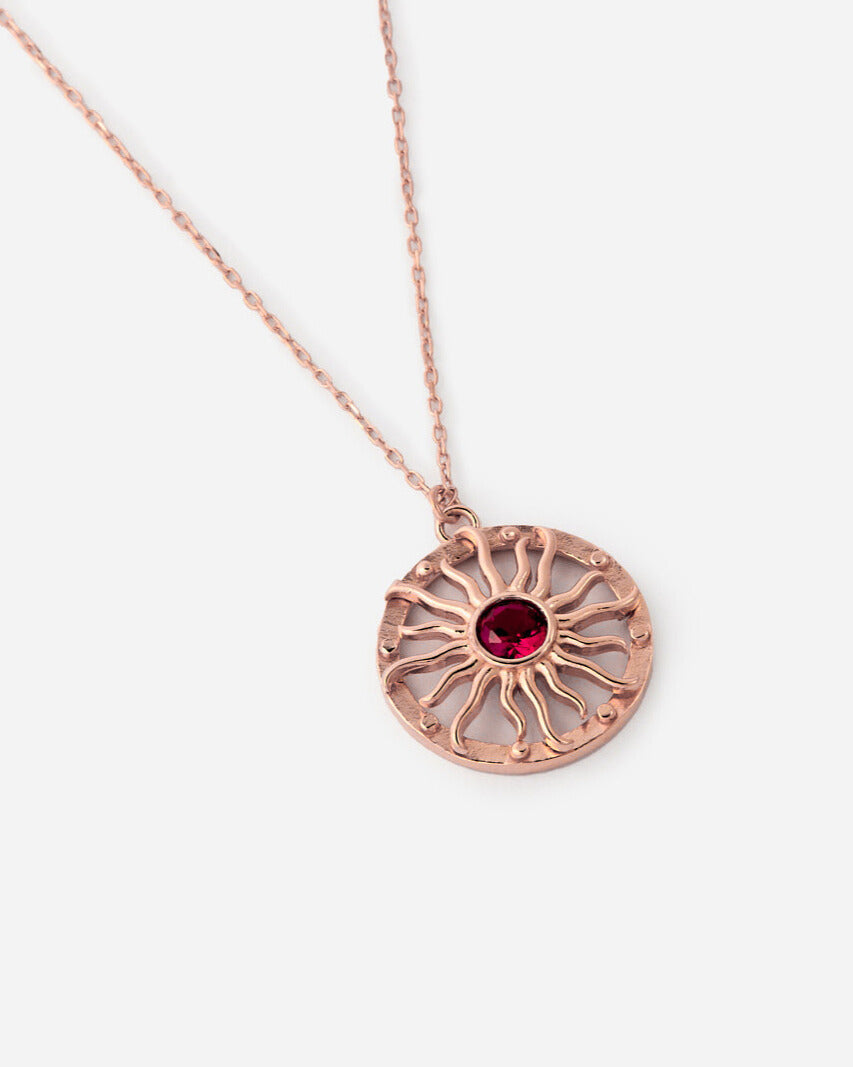 Dainty Birthstone Bohemian Sunburst Necklace