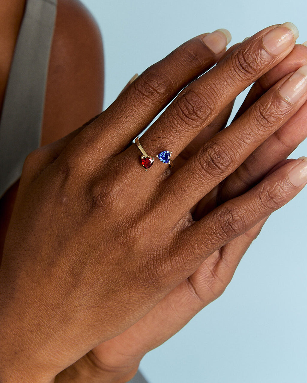 Custom Heart Birthstone Ring, Stacking Ring - 18k Gold Vermeil