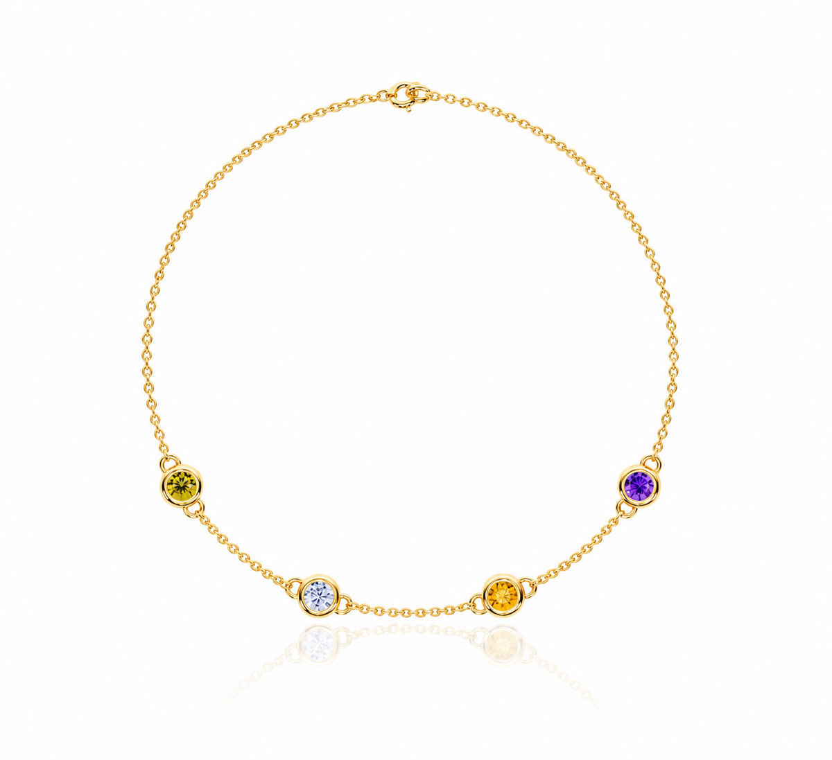 Bezel Set Birthstone Station Bracelet