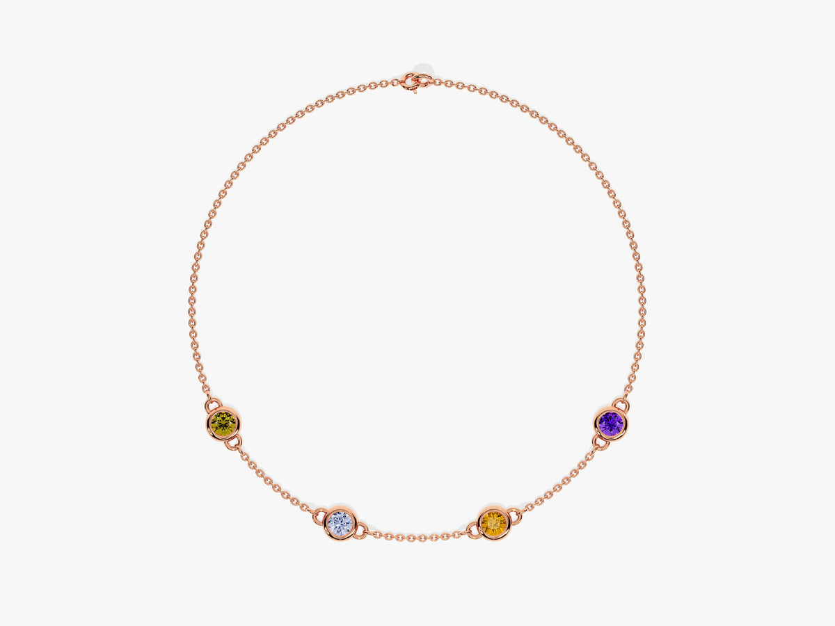 Bezel Set Birthstone Station Bracelet