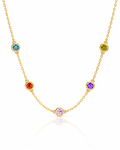 Bezel Set Birthstone Station Necklace