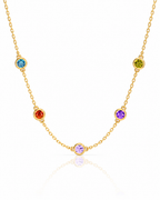 Bezel Set Birthstone Station Necklace