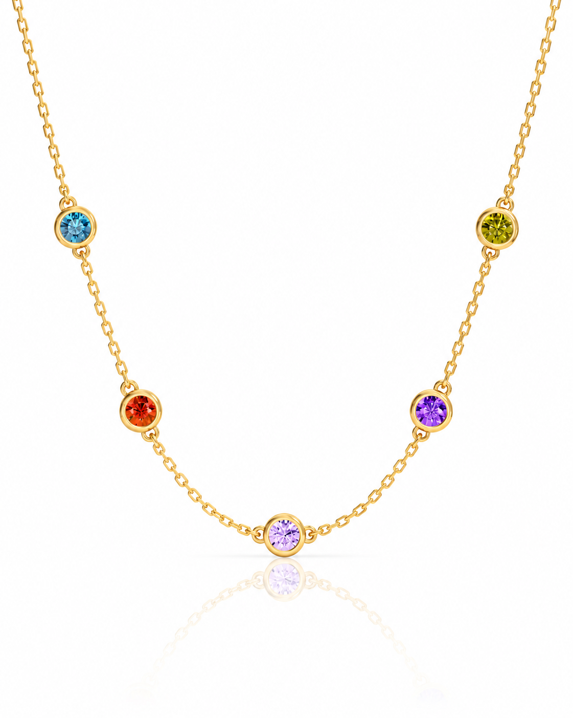 Bezel Set Birthstone Station Necklace