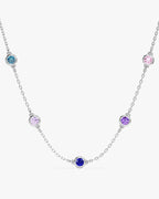 Bezel Set Birthstone Station Necklace