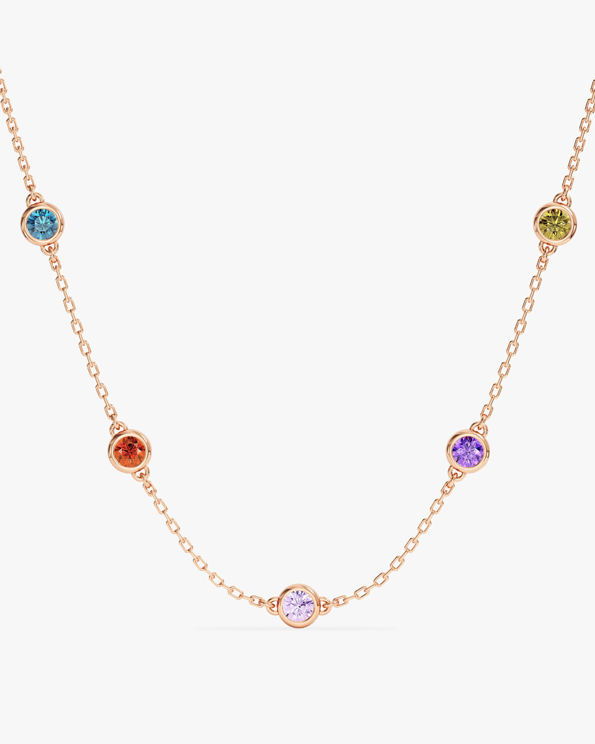 Bezel Set Birthstone Station Necklace