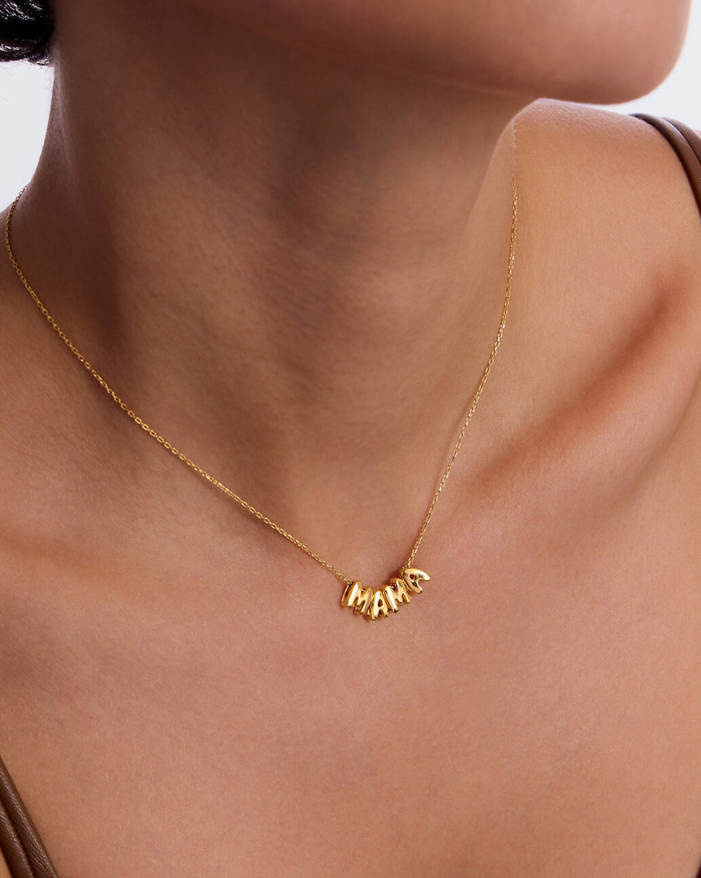 Bubble Initial MAMA Necklace - 18k Gold Vermeil