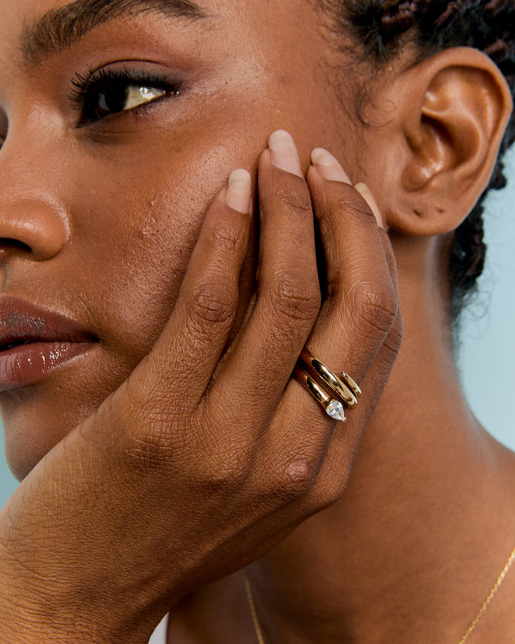 Sculptural Spiral Ring with Solitaire Stone - 18k Gold Vermeil
