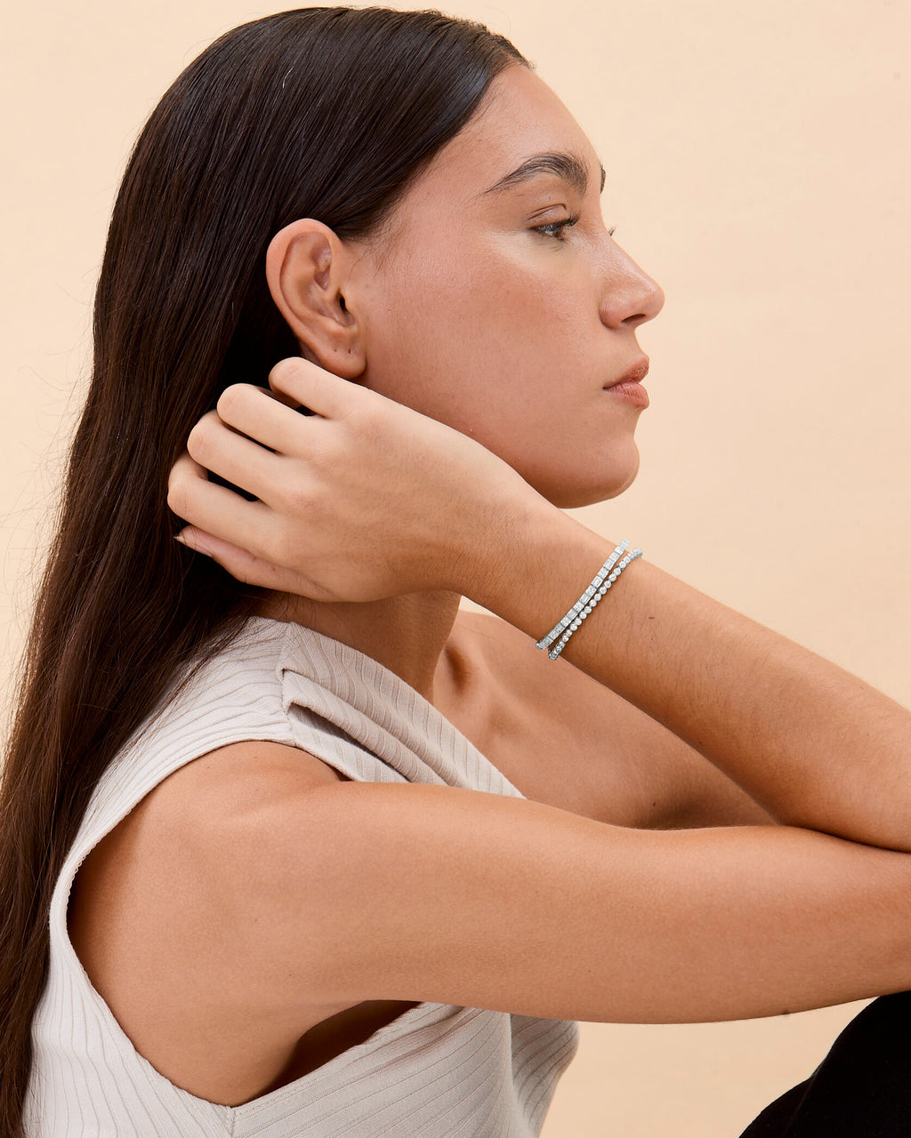 Round & Baguette CZ Tennis Bracelet Set - 925k Sterling Silver