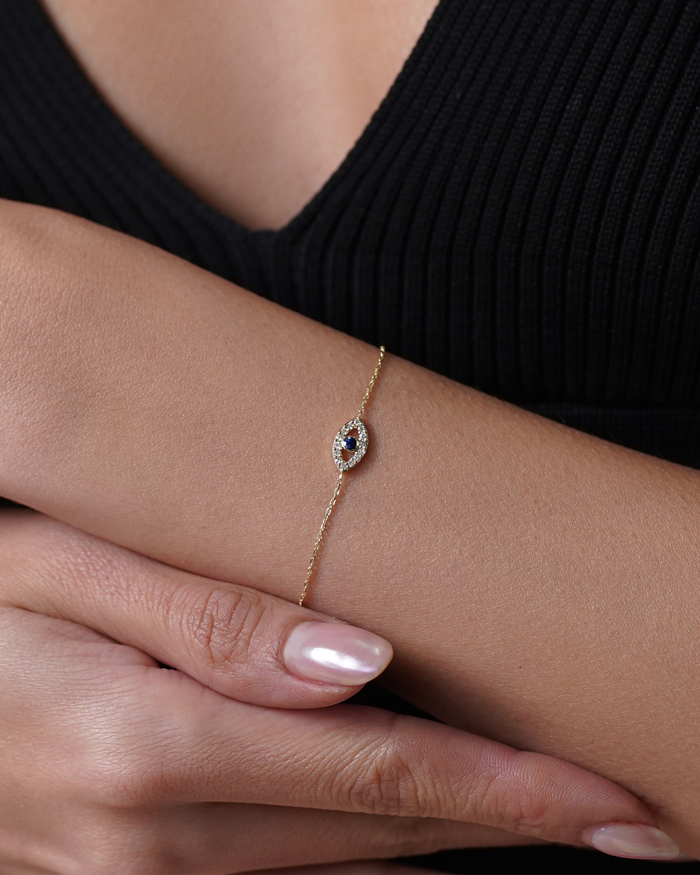 Evil Eye Bracelet, Protection Jewelry Gift for Her - 925k Sterling Silver