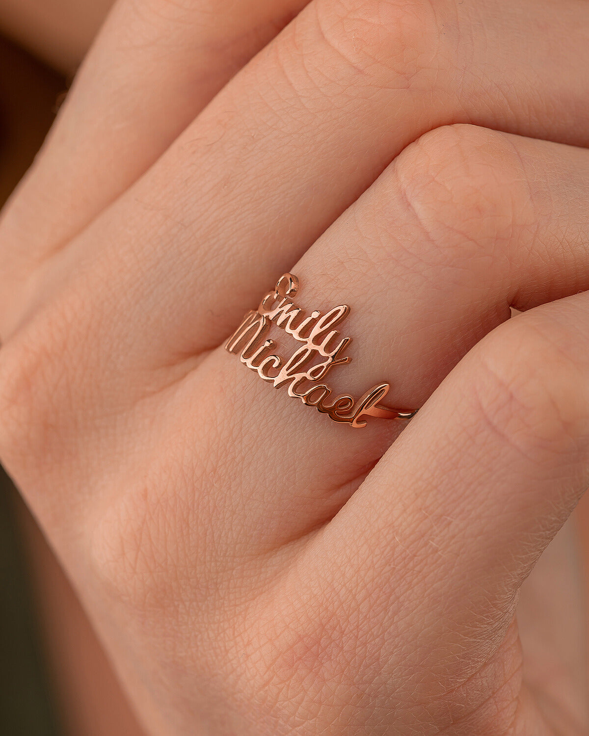Custom Name Ring, Personalized Two Name Gold Ring