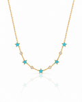 Celestial Turquoise Star & Mosanite Gold Necklace