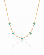 Celestial Turquoise Star & Mosanite Gold Necklace