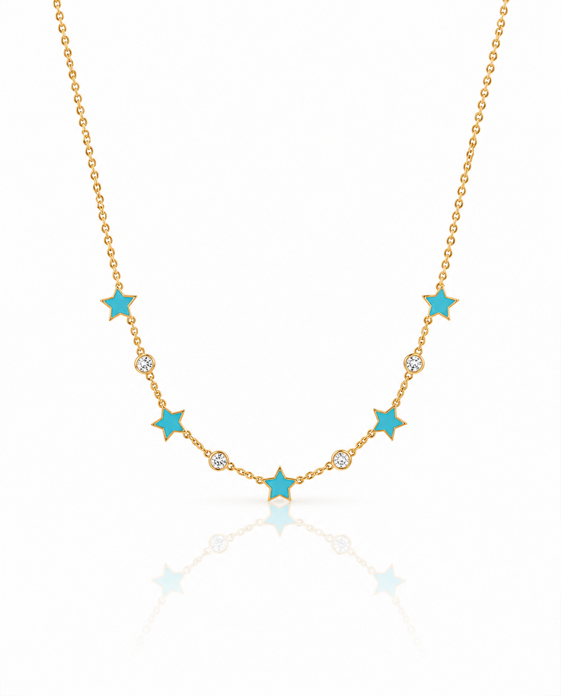 Celestial Turquoise Star & Mosanite Gold Necklace