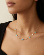 Celestial Turquoise Star & Mosanite Gold Necklace