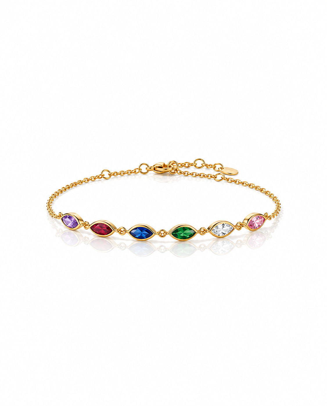 Colorful Marquise Birthstone Bracelet in Gold
