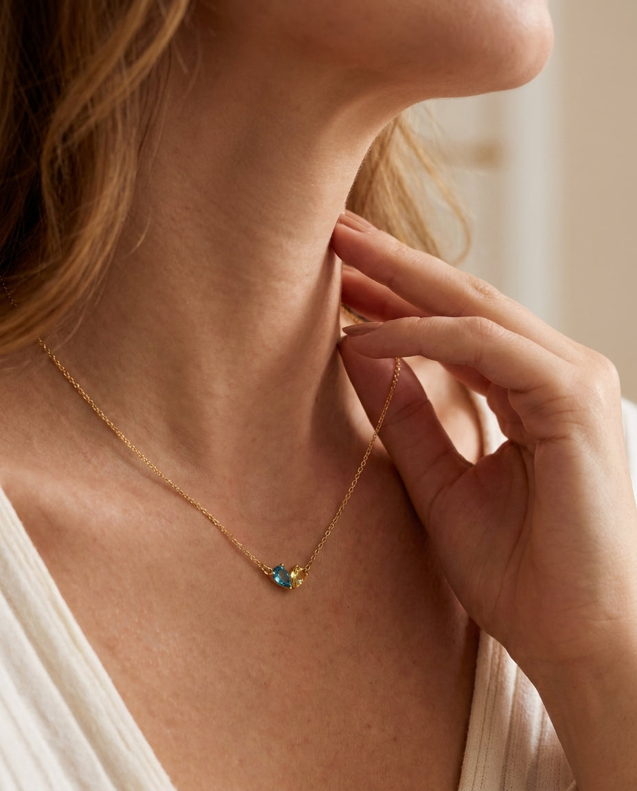Colorful Pear Duo Gemstone Necklace